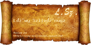 Lőwy Szilvánusz névjegykártya